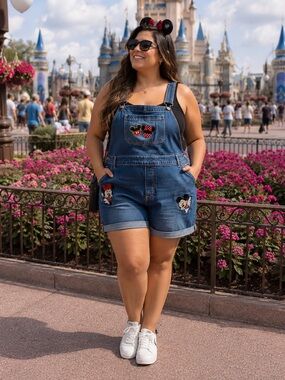 Disney Shortalls with embroidery of Mickey and Minnie Sz 22.    P13